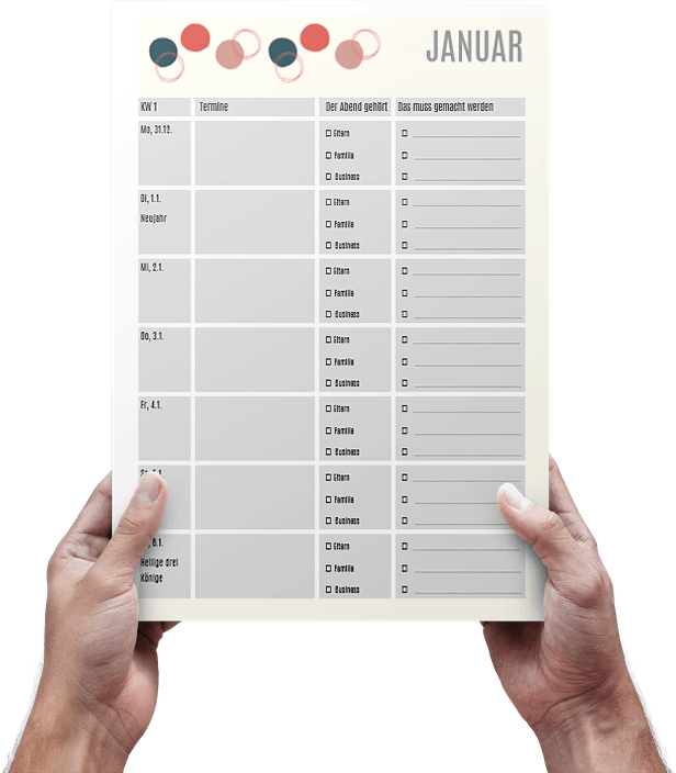 Kalender mit KW Familien 2019